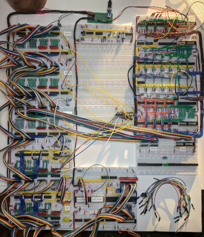 Early version of the CPU on breadboards